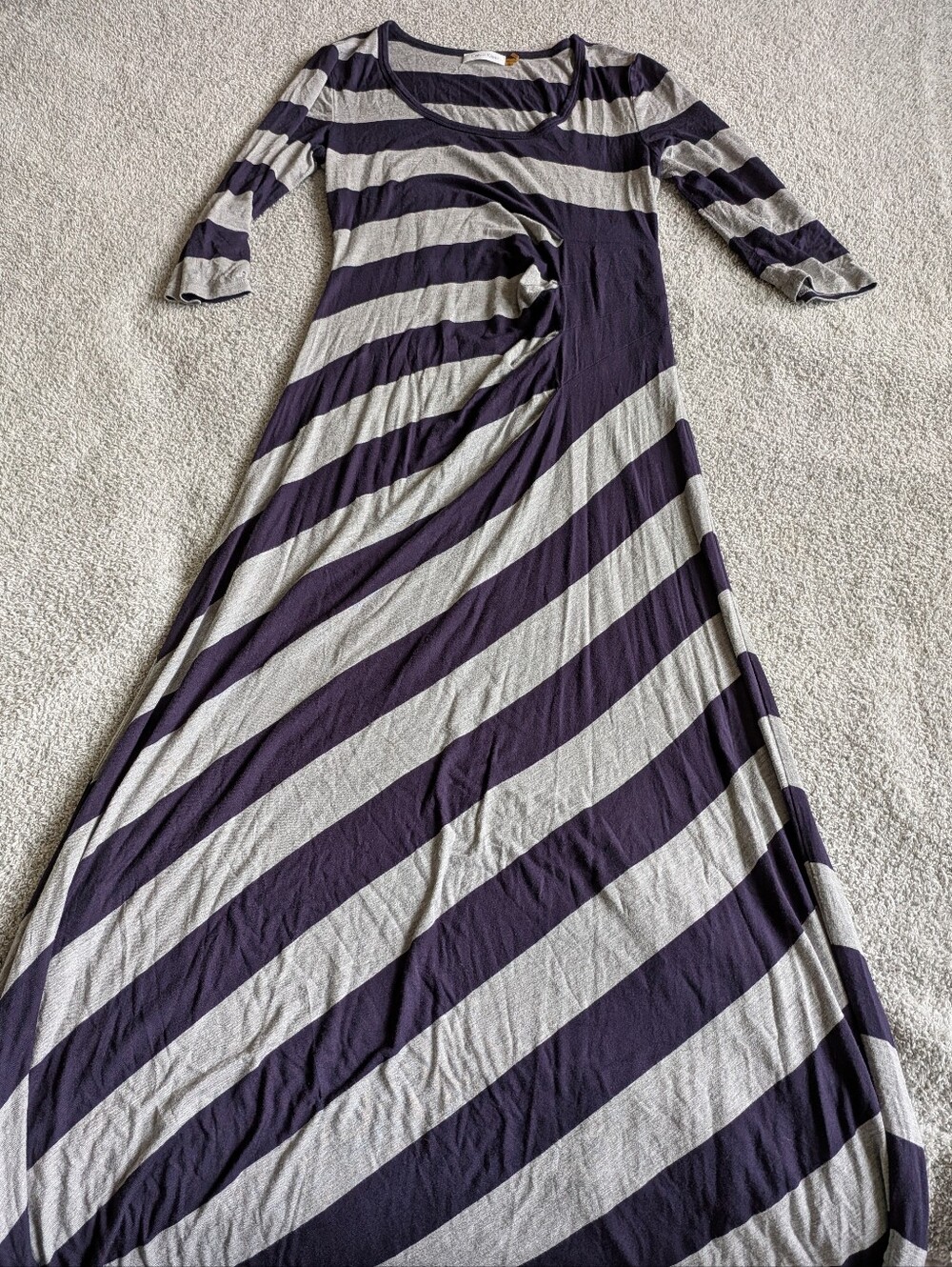 🌼B2G1🌼 Calvin Klein Navy and Gray Diagonal Stripe Maxi Dress